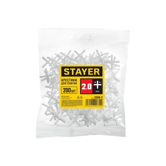 Крестики для кафеля Stayer 3380-2, 2 мм, 200 шт.