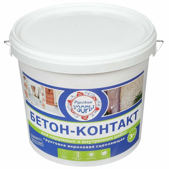 Бетоноконтакт (грунтовка) Русские узоры сцепляющий, 6 кг