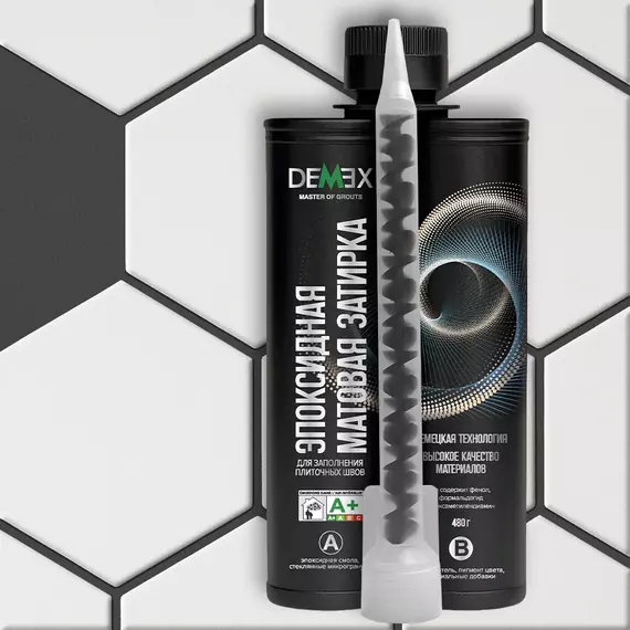 Затирка DEMEX эпоксидная двухкомпонентная, DME-312 матовая серая, матовая, 400 мл, Цвет производителя: матовый серый